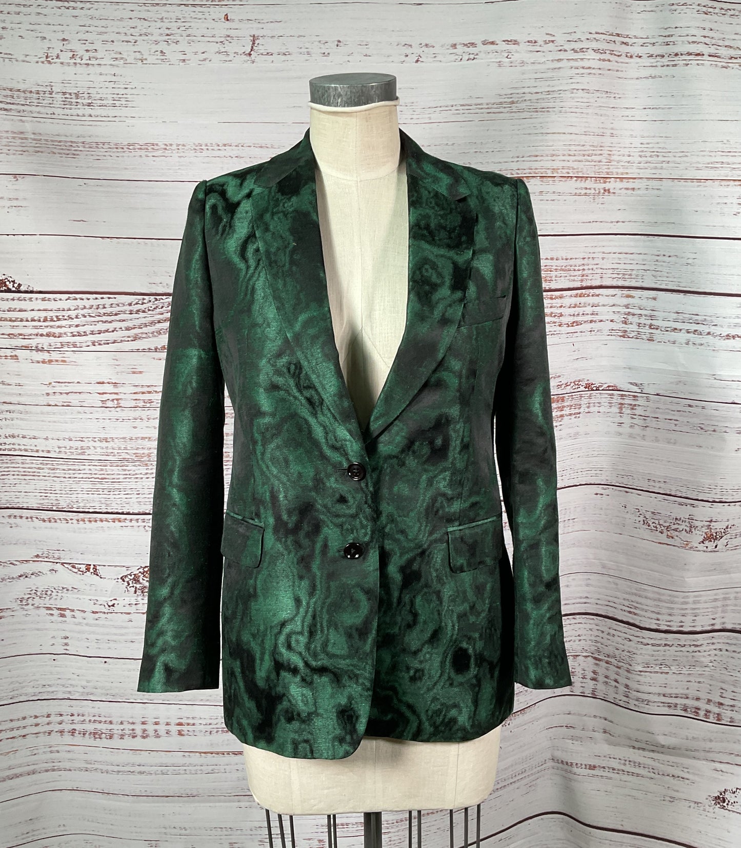 Dries Van Noten Women's Marbled Suit Dark Green 40/38