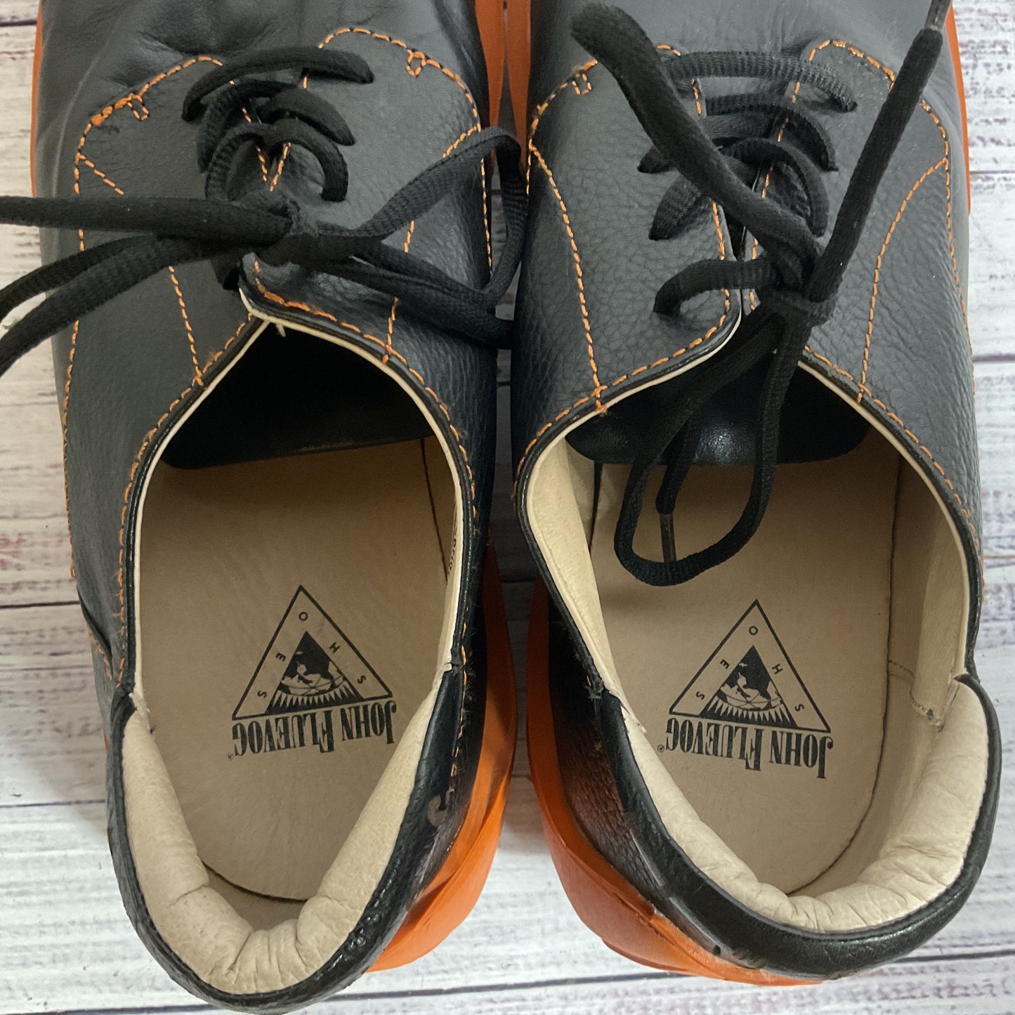 JOHN FLUEVOG Men's Black Orange Sole Lace Up Shoes- SZ 12