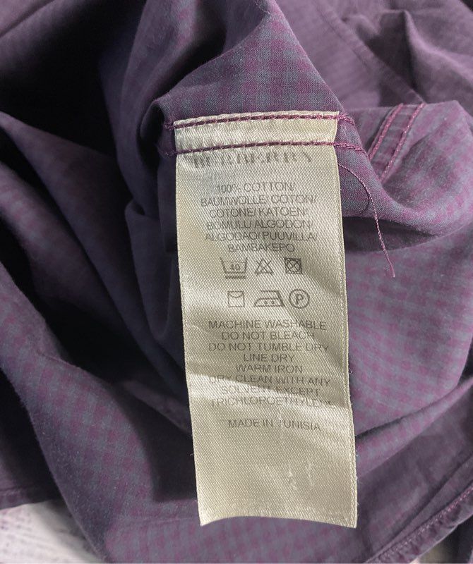 Burberry Men's Long Sleeve Button Dress Shirt Dark Purple Plaid Size 16-41