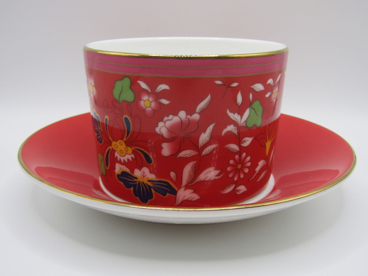Wedgwood Wonderlust Crimson Jewel Bone China Flat Cup & Saucer Set