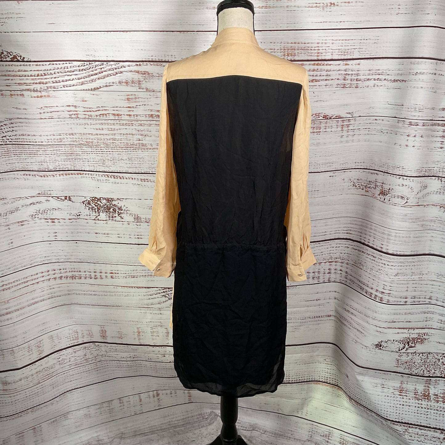 Mason Barney New York Peach Black Long Sleeve Stained Dress - Size 2