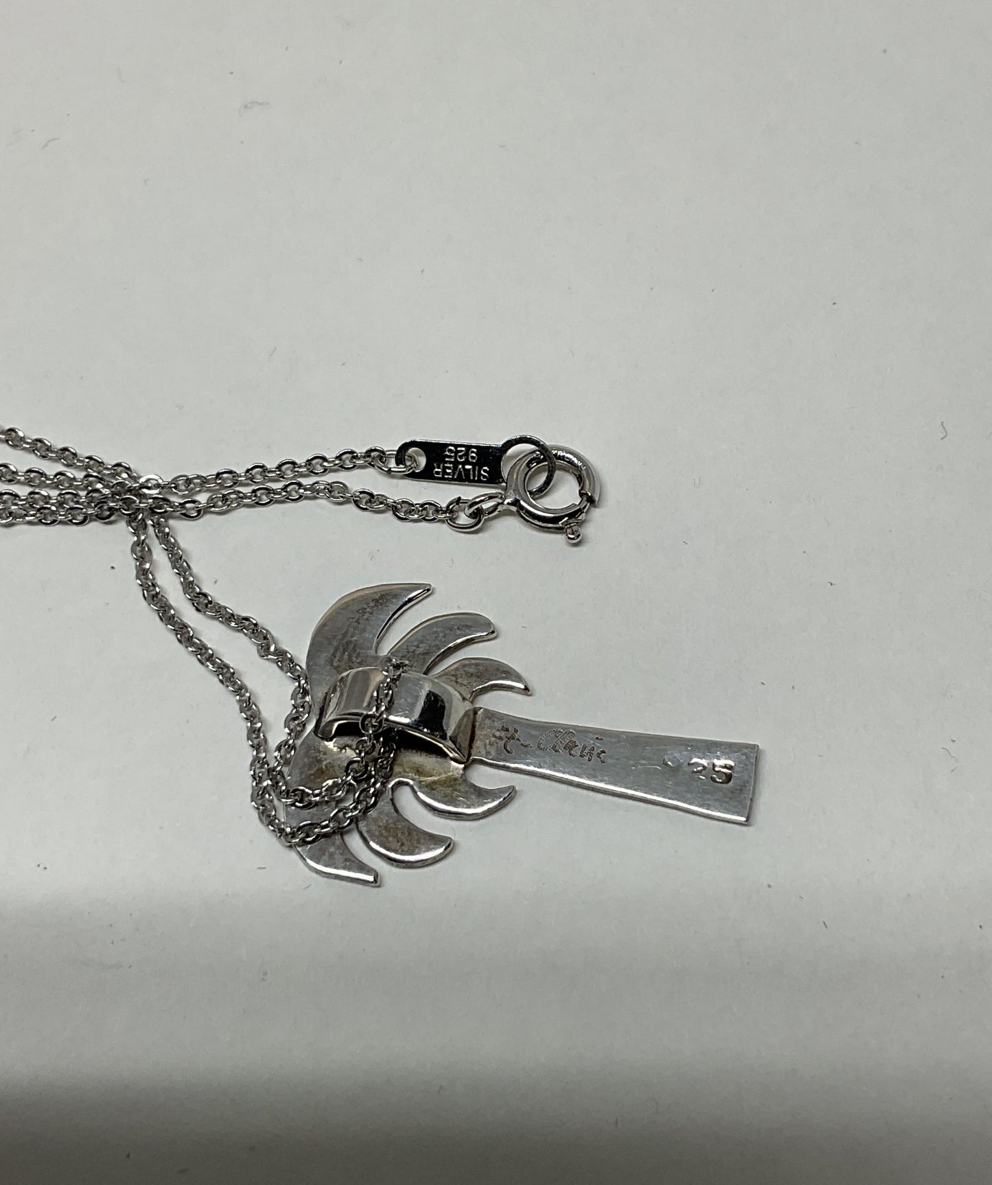 Sterling Silver Palm Tree Pendant Chain Necklace