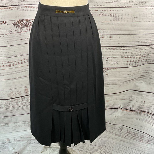 VTG. ELIRE High Fashion Women's Black Wood Pleated Skirt- SZ 28