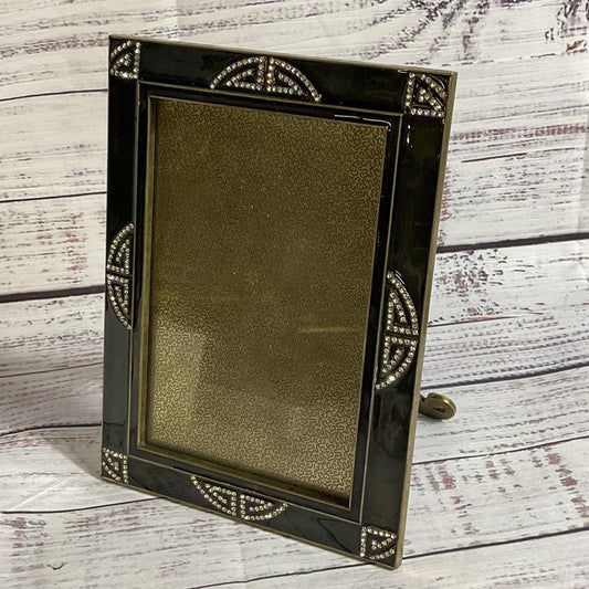 VTG. COSMO Collection Brass Enamel & Rhinestone 5.5" x 3.5" Picture Frame