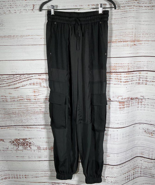 Women's All Saints Black Sheer Cargo Pants Size 4
