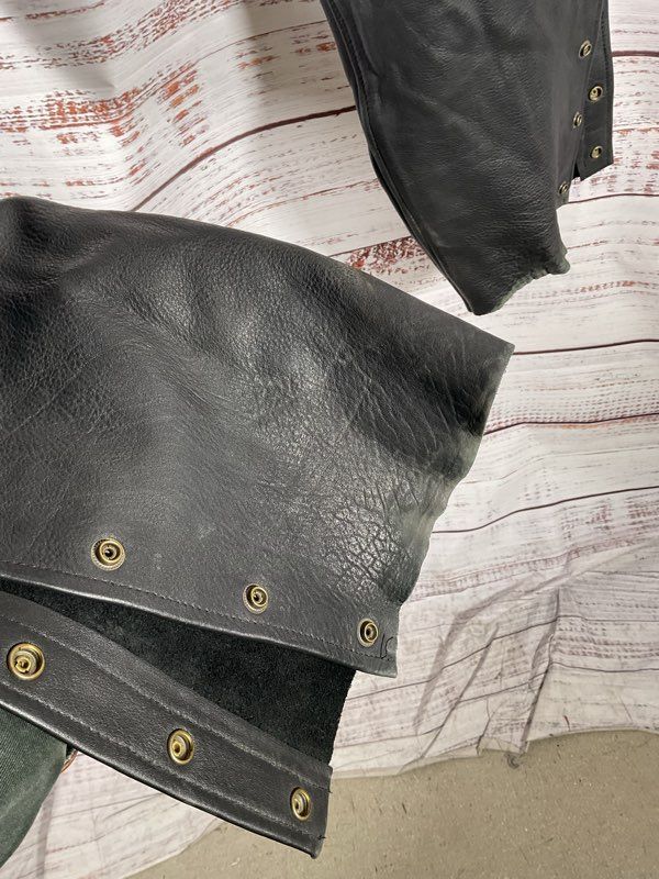 Black Leather Motorcycle Chaps Men’s Black Leather Biker's Club Size L