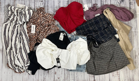 NWT Women's Clothing Bundle 10 pieces Size M-L American Eagle Zara H&M Nasty Gal