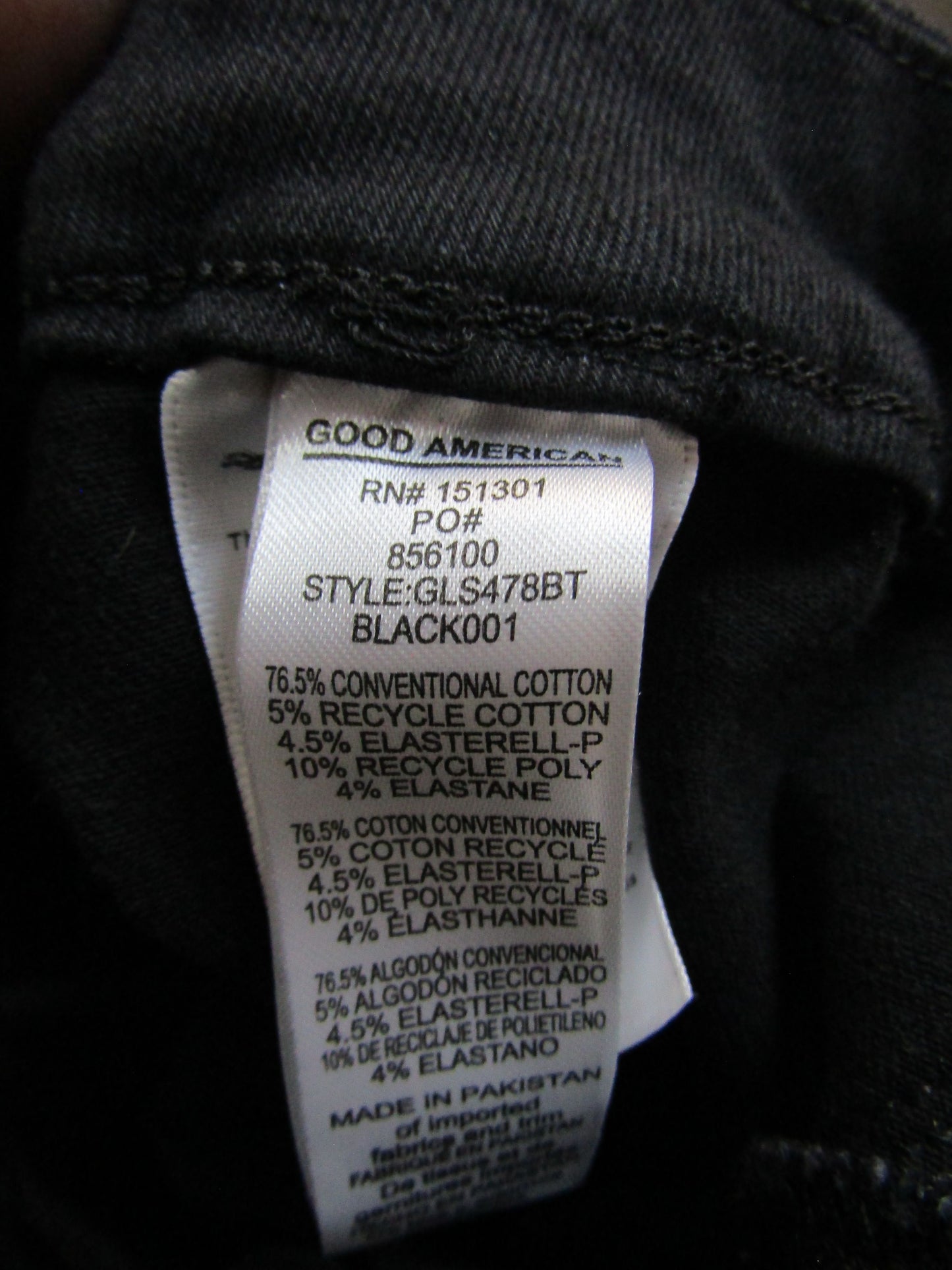 Good American Good Legs Women's Black Straight Jeans Size 8