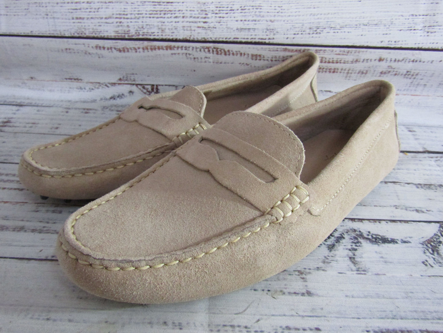 Massimo Matteo Men's Beige Suede Driving Penny Loafer Size 9.5