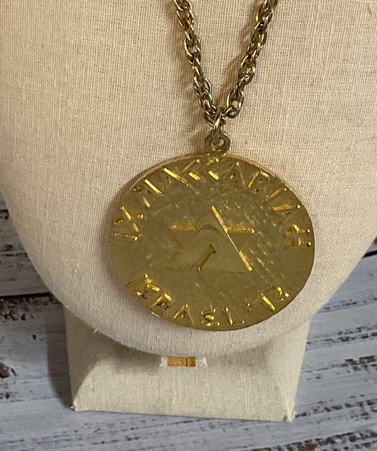 1973 Israel IX Maccabiah Gold Tone Vintage Necklace