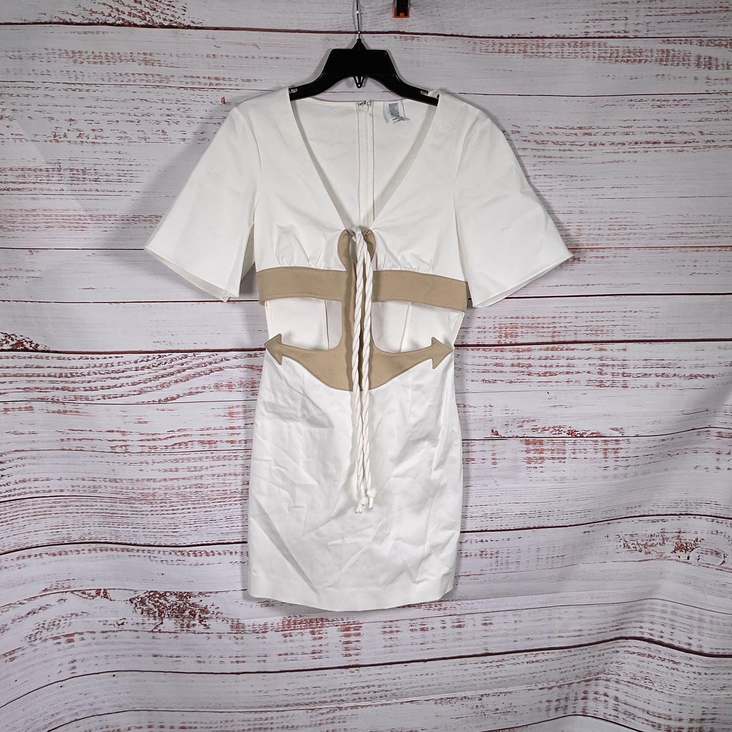Rosie Assoulin Anchor Aweigh White Beige Short Sleeve Mini Dress - Size 2