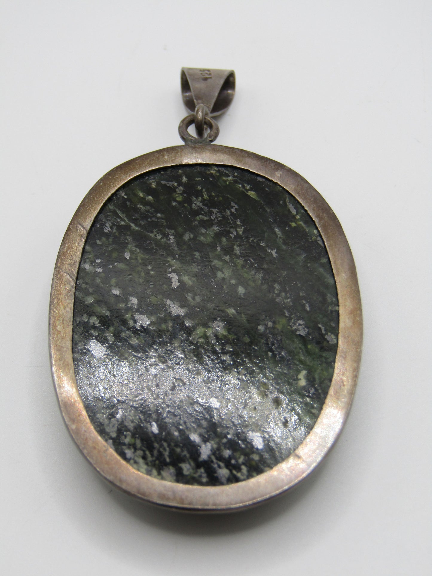Vintage Sterling Silver Moss Agate Pendant