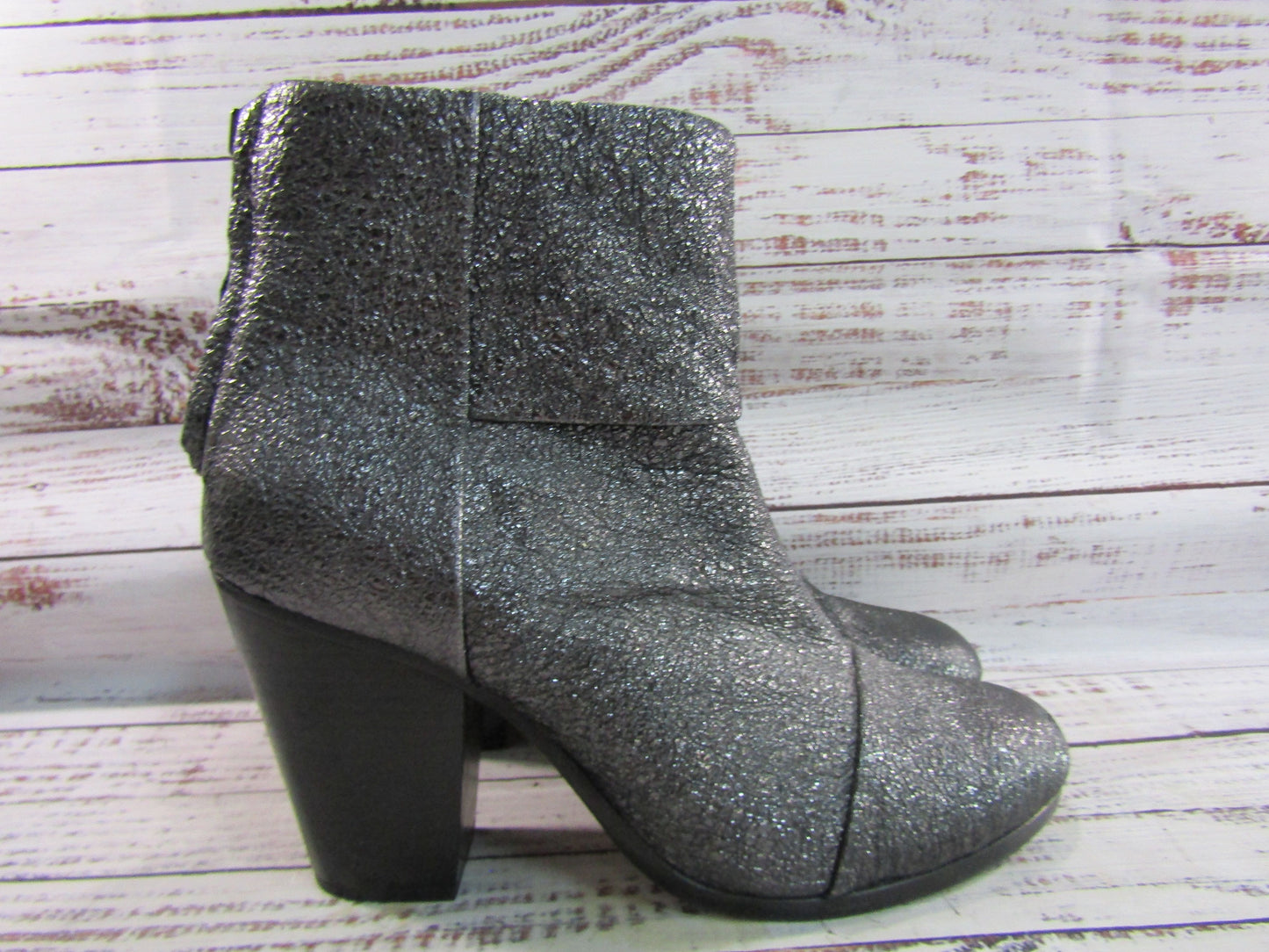 Rag & Bone Newbury Women's Gray Textured Leather Ankle Zip Boots Size 11