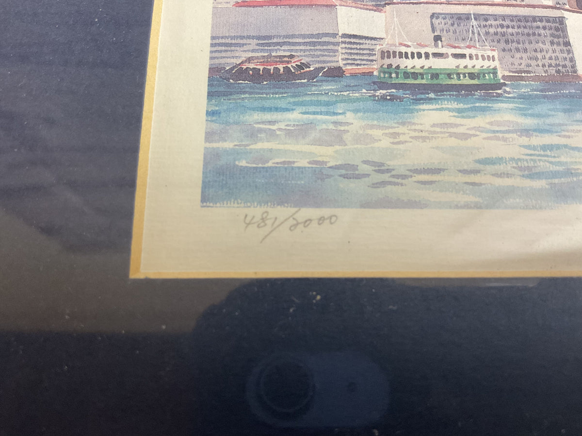 Star-Ferry Watercolor Print by Tik Lung Numbered and Signed Framed