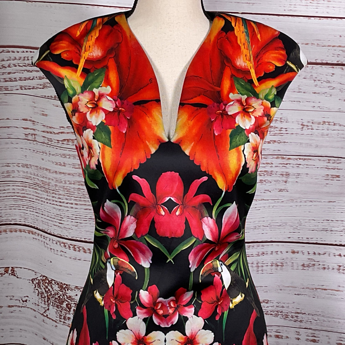 TED BAKER Women's Bismii Toucan Sheath Midi Dress- SZ 2