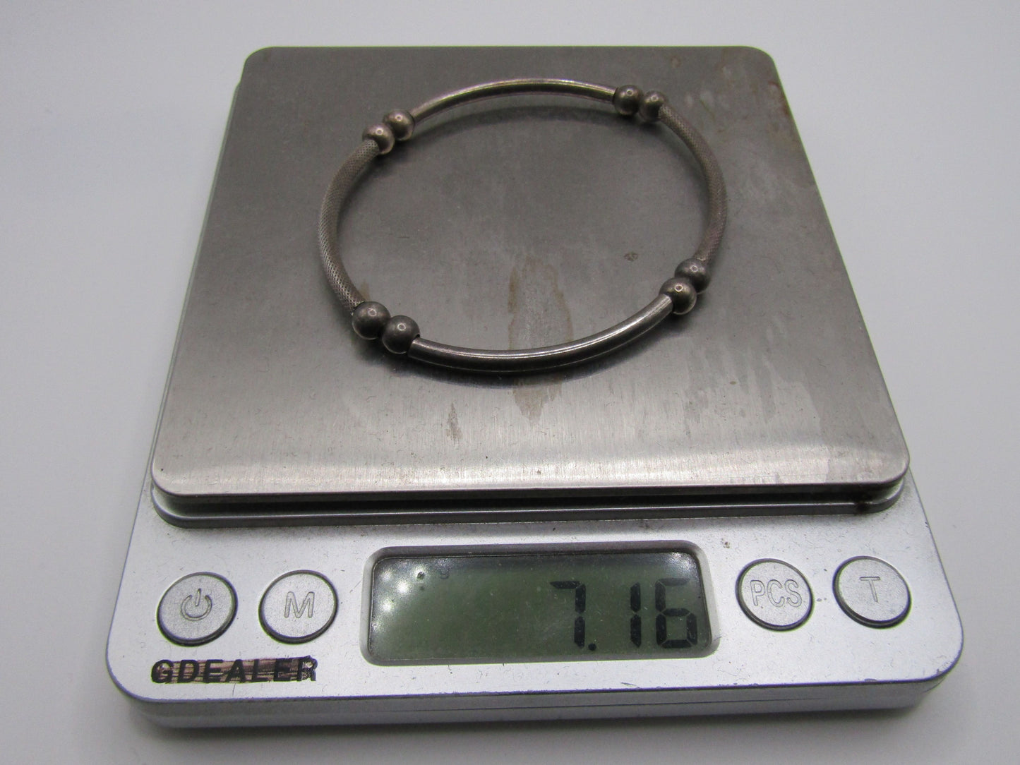 7" Sterling Silver 3mm Stretch Bangle Bracelet Made in Italy