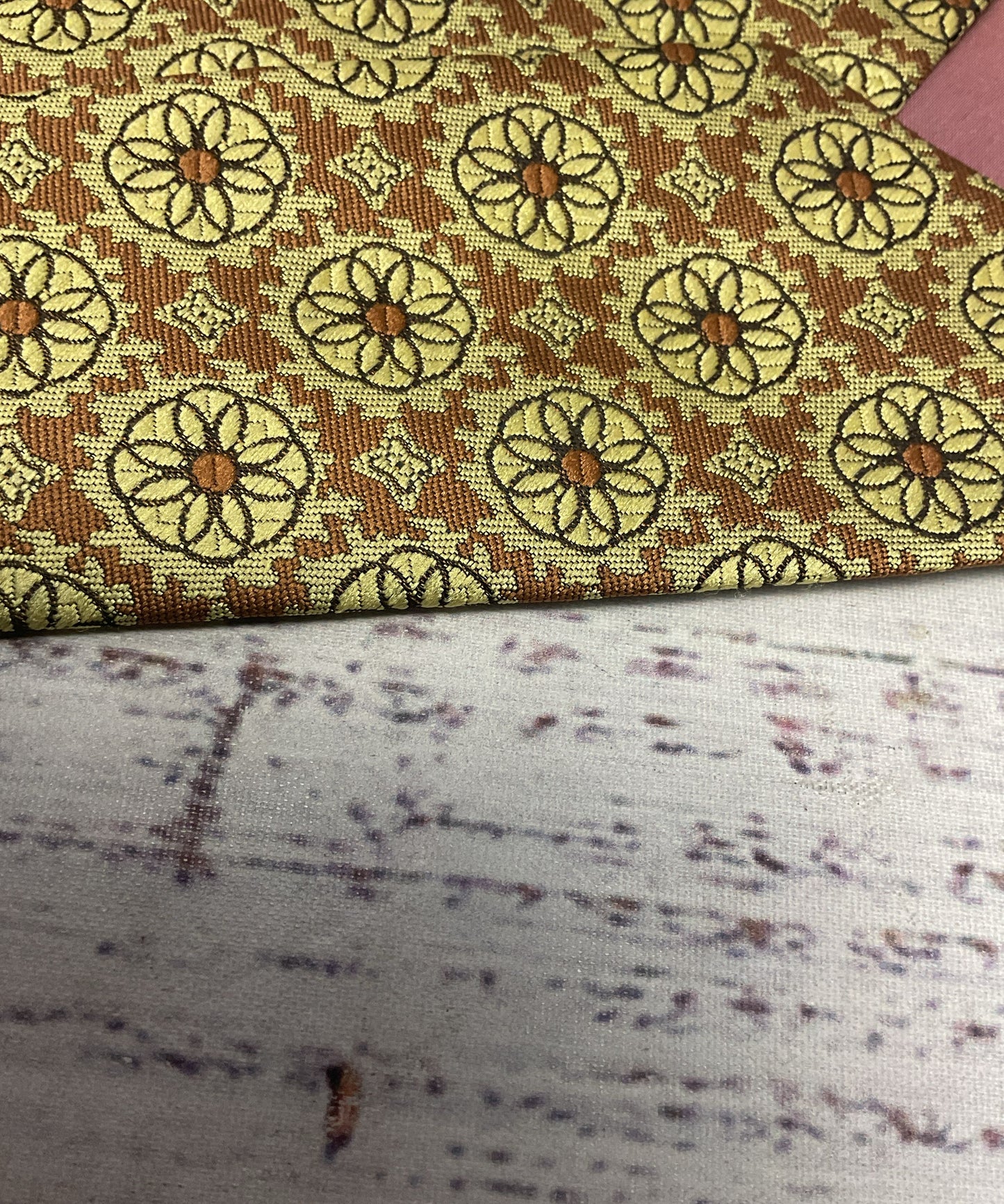 Christian Dior Yellow Flower Pattern Silk Neck Tie - Size 54"