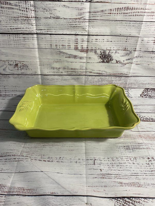 Arenito Stoneware Green Casserole Tray Made In Portugal 14.5" X 10.5"