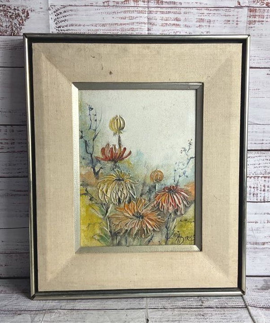 Portrait of Flowers Original Framed Painting by Signed Lydia Darvas