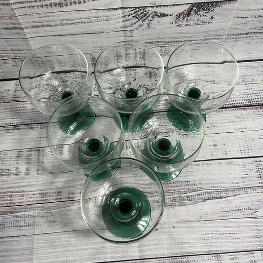 Libbey Glass 6.5" Cactus Shaped Green Stem 16 Oz Margarita Glasses Set of 5