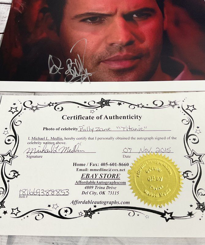 Billy Zane Autograph Titanic Movie Photo 8x10 With COA