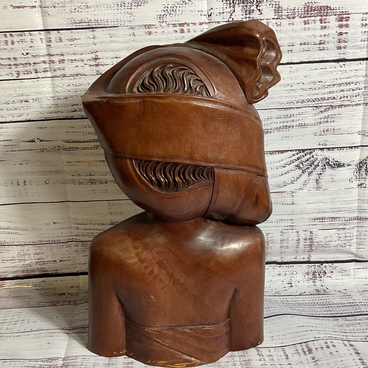 M.D. PANTI Balinese Bali Female Wood Bust Sculpture Statue - 13.5"
