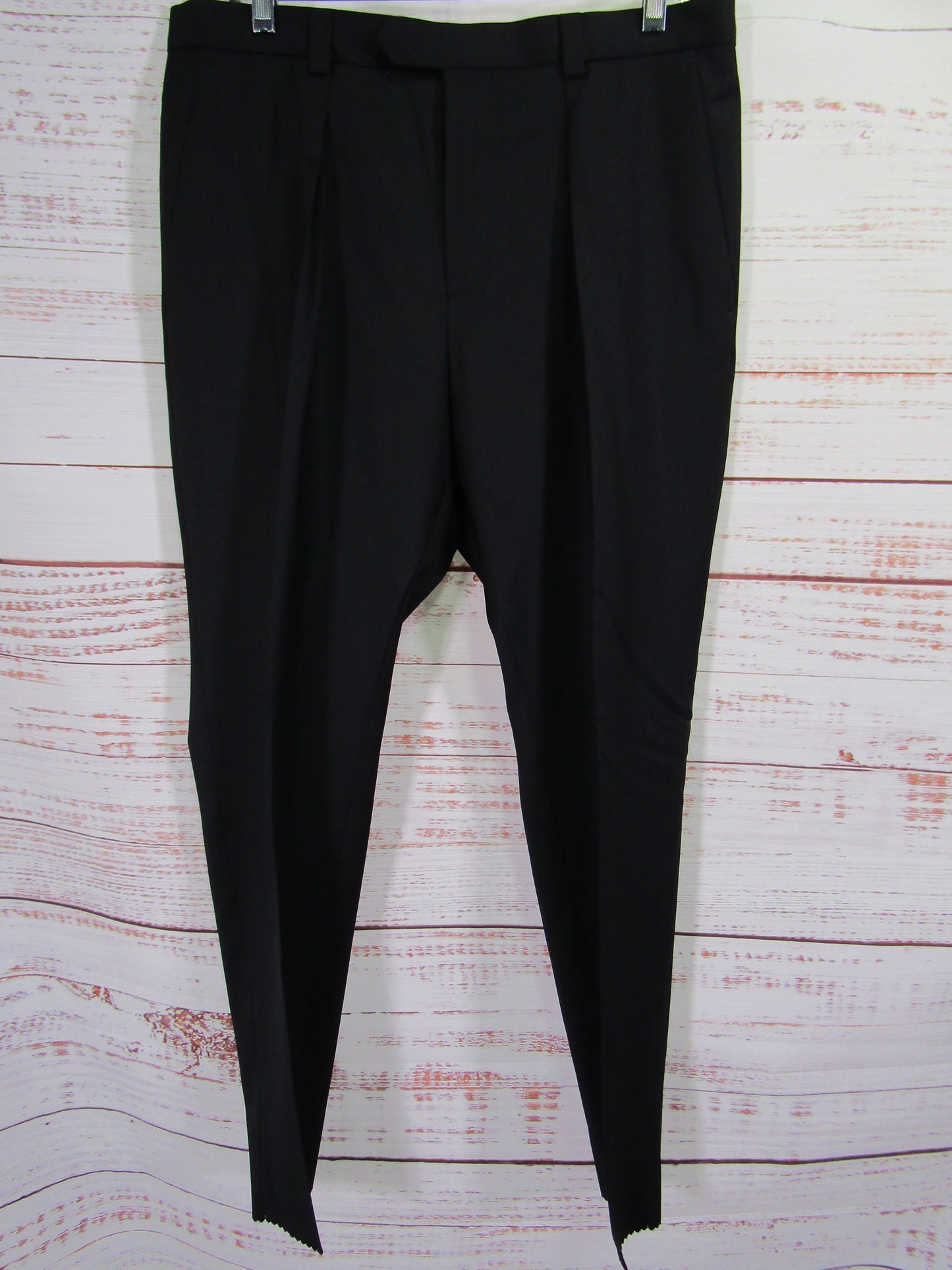 Hugo Boss Men's Black Wool Trouser Dress Pants Size 32 R UNHEMMED