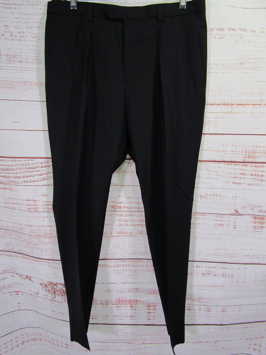 Hugo Boss Men's Black Wool Trouser Dress Pants Size 32 R UNHEMMED