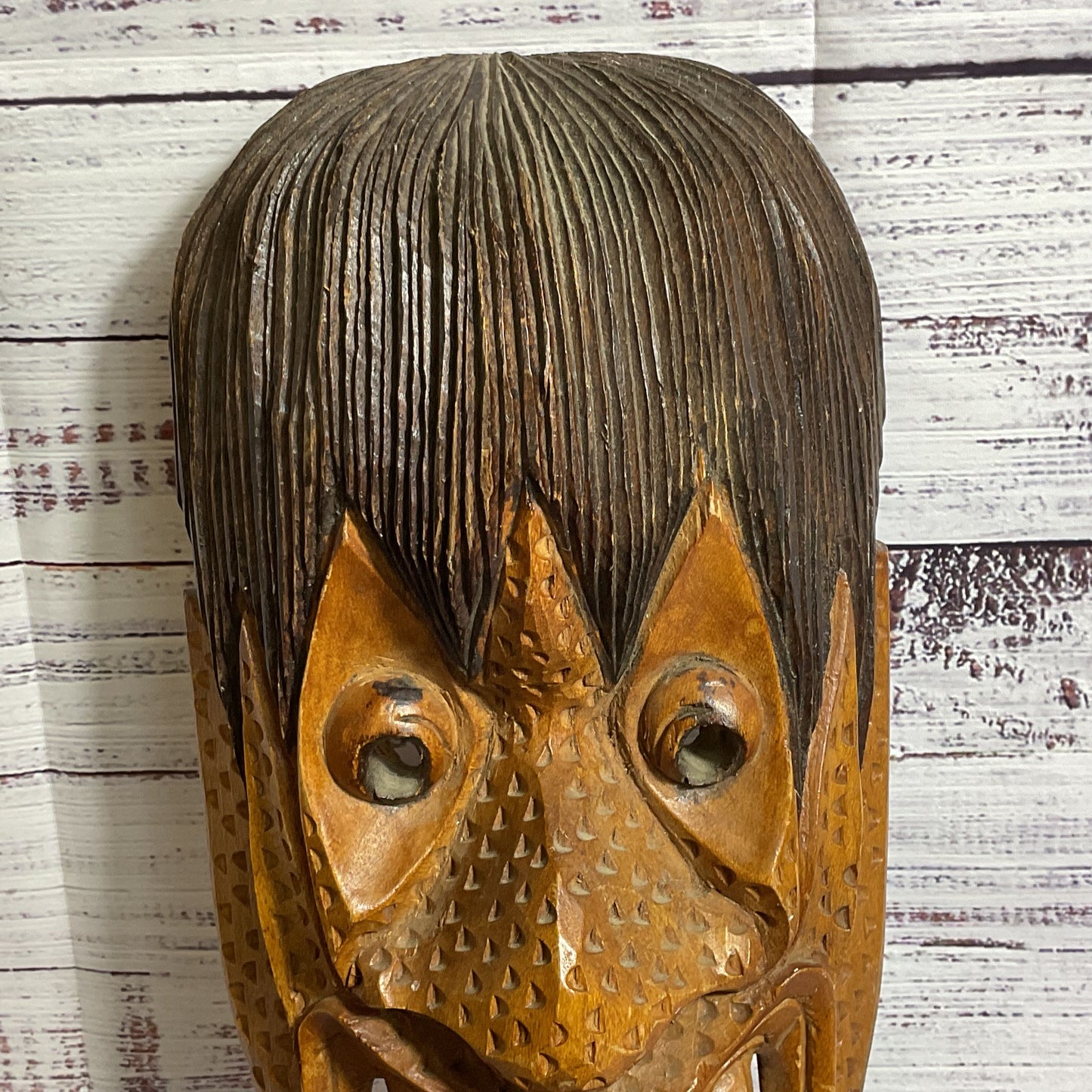 VTG. Tanzanian Makonde African Hand-Carved Wood Mask-12"