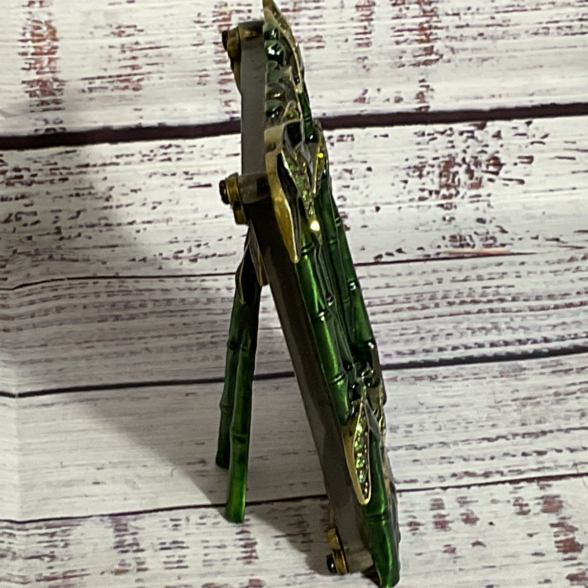 VTG. TIZO Green Bamboo & Rhinestone 2.5" x 3.25" Picture Frame