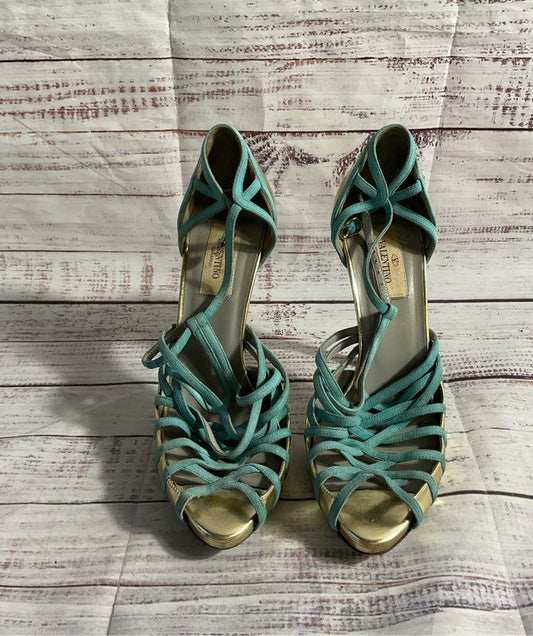 Vintage Valentino Garavani Patent Leather Suede Strappy Heels Size 37EU/7US