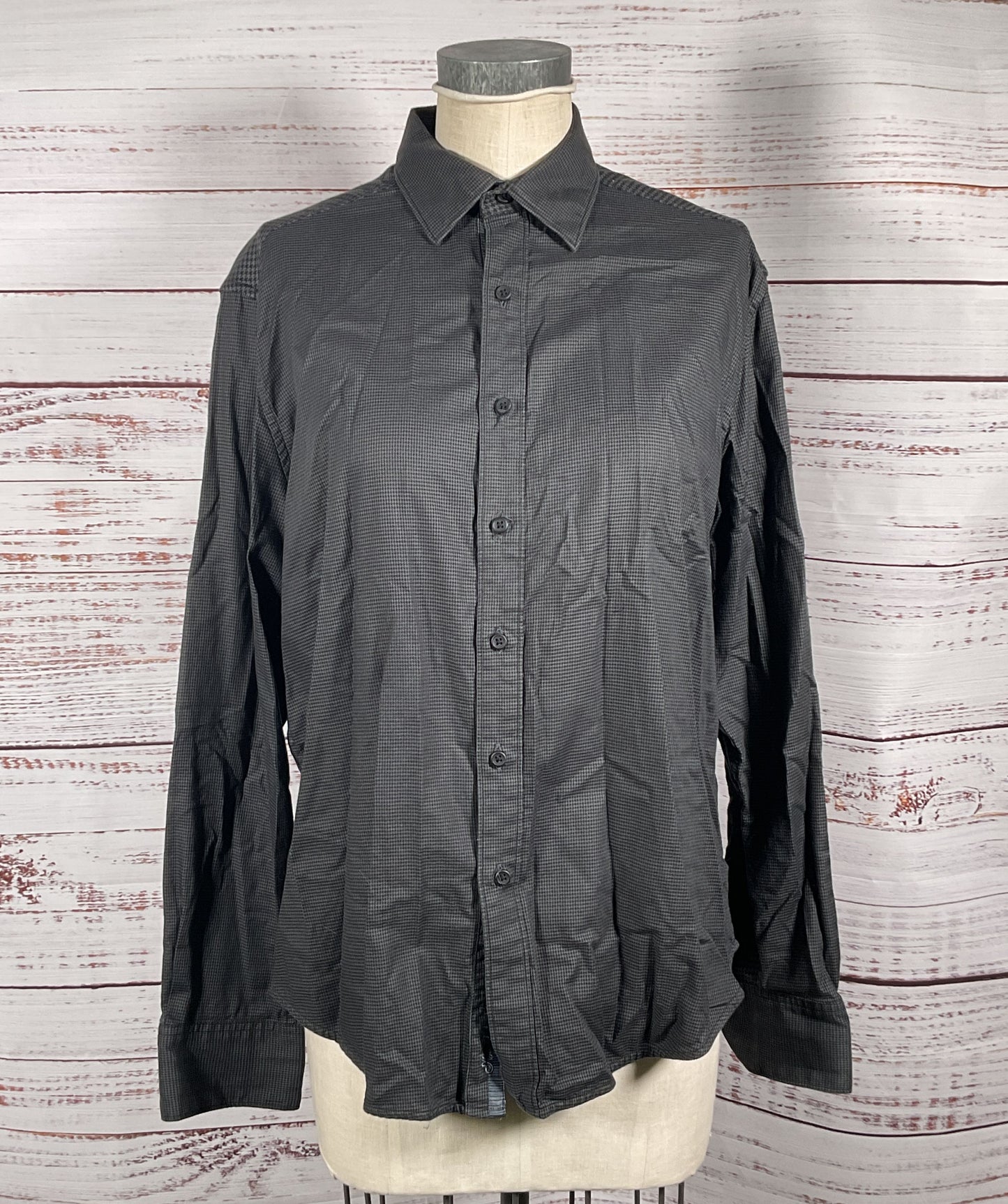 Robert Graham Classic Fit Houndstooth Print Long Sleeve Shirt Black M