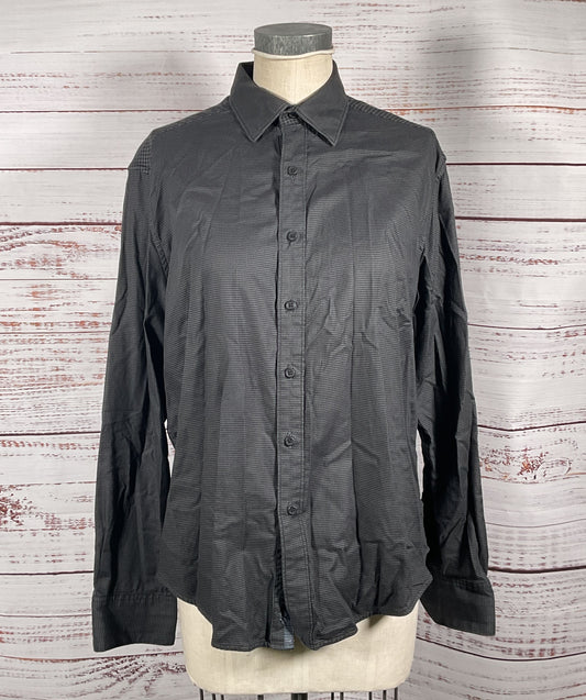 Robert Graham Classic Fit Houndstooth Print Long Sleeve Shirt Black M