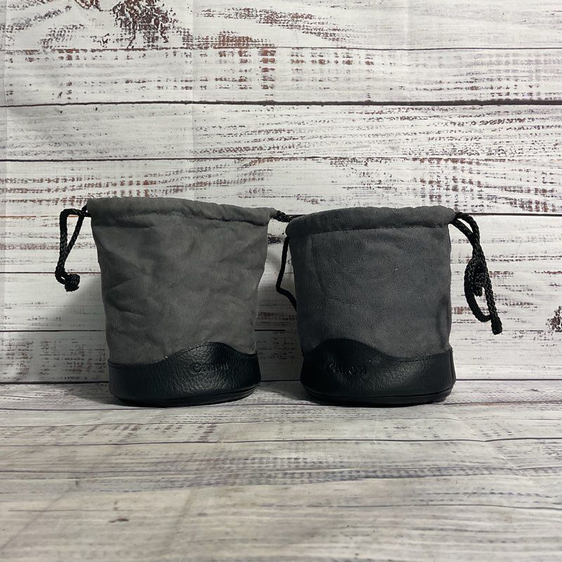 Lot of 2 Canon Gray 1216 Drawstring Lens Pouches
