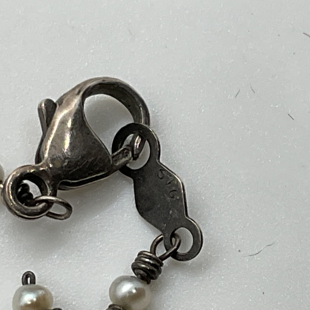 STG Sterling Silver & Pearl Double Strand Bracelet- 2.46g