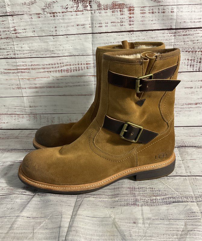 Men's Waterproof Leather Tall Boots With Fur UGG Jaren Casual Boots Size 9