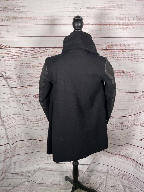 All Saints Hyde Monument Coat With Faux Leather Sleeves Women's Size 0 Wool