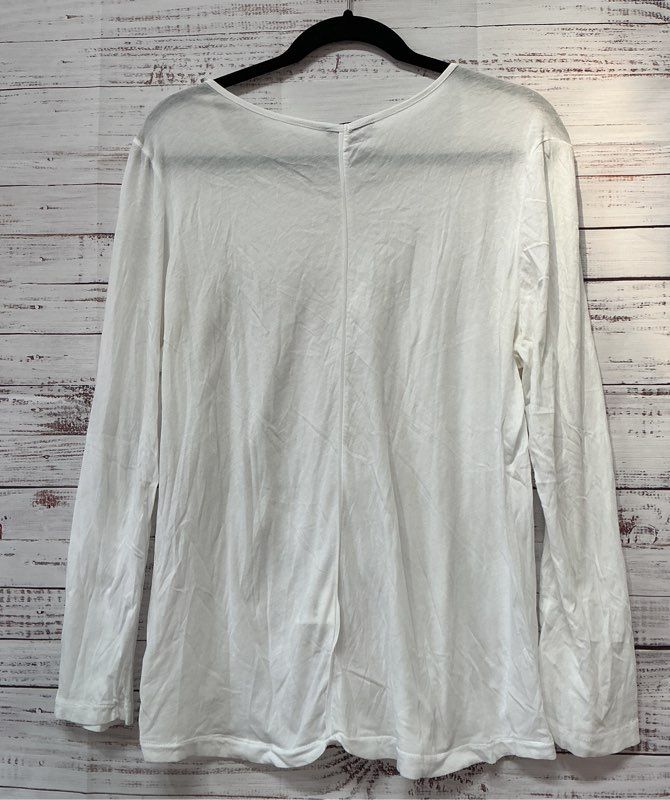 Women's Oska White Cotton Scoop Neck LS Top Size 2 US M/L