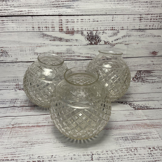 Vintage Cut Glass Round Sphere Sconce Light Covers 7" Tall 3" Opening lot of 3