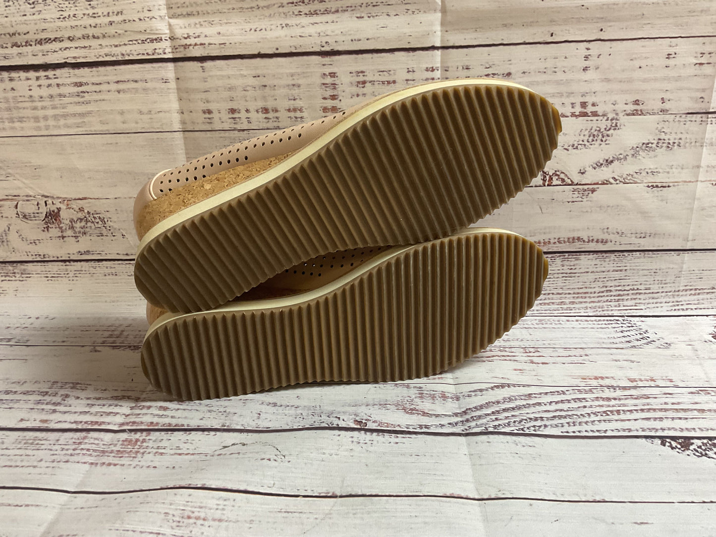 Adrienne Vittadini Sport Beige Pump Cork Wedge Loafer 10.5