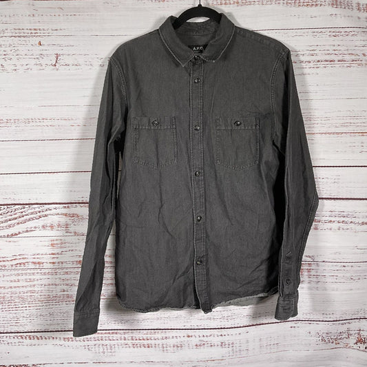 A.P.C. Paris Black Denim Button Up Long Sleeve Overshirt Shirt - Size M