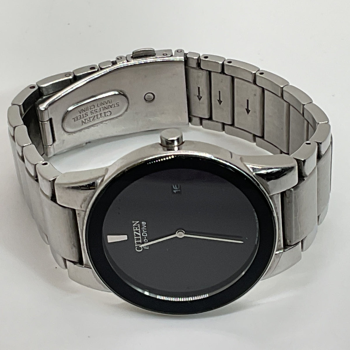 CITIZEN Axiom Eco-Drive Black Dial Stainless Steel Men's Watch- NEEDS BATTERY