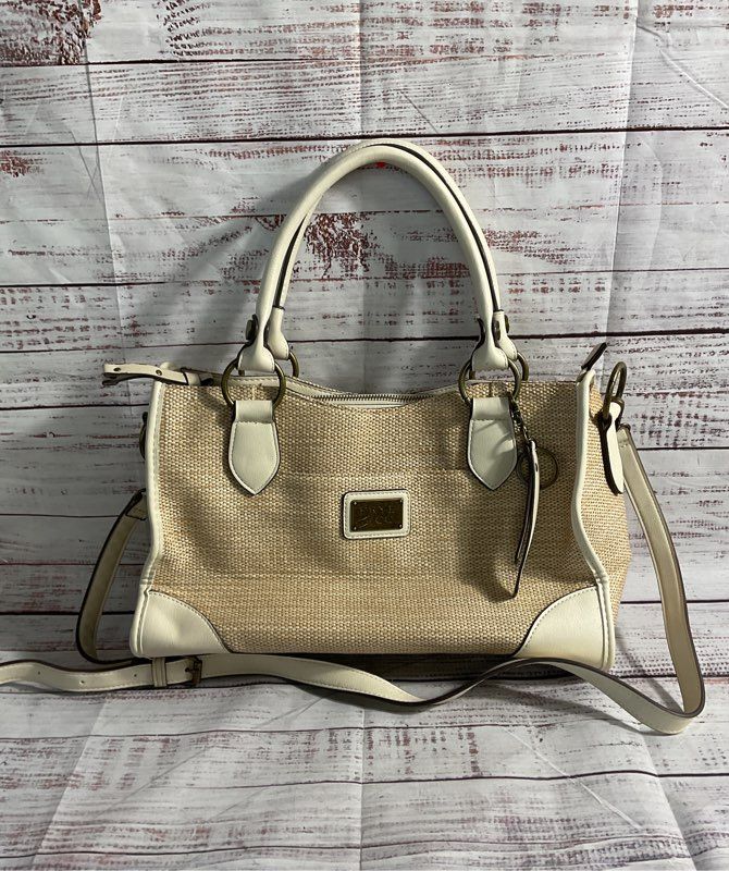 Frye & Co Beige Woven Satchel Shoulder Bag Women's