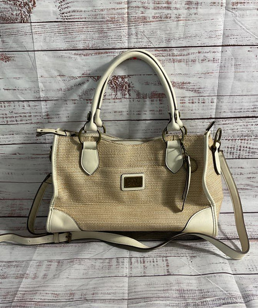 Frye & Co Beige Woven Satchel Shoulder Bag Women's