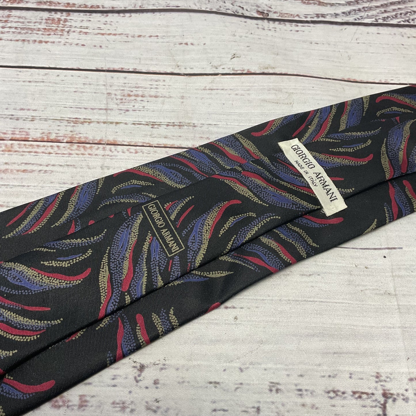 Giorgio Armani Black Multicolor Abstract Print Neck Tie 56"