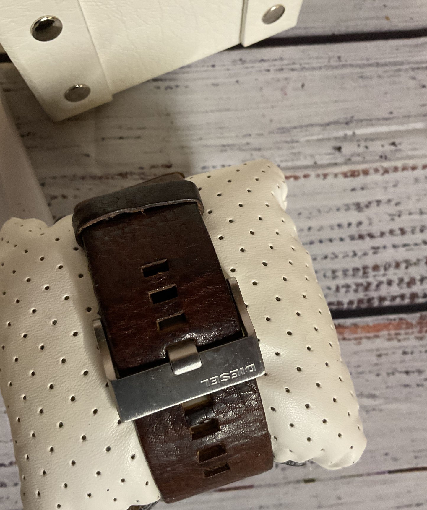 DIESEL 10 Bar DZ-1213 Stainless Steel Brown Leather Band Watch