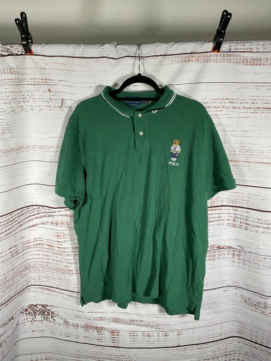 Ralph Lauren Men's Custom Slim Fit Polo Bear Mesh Polo Shirt Green-Size XXL