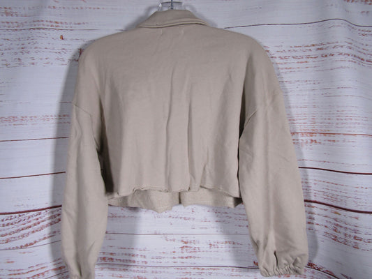 Lovers and Friends Women's Beige Cotton Crop Top Sweater Size M