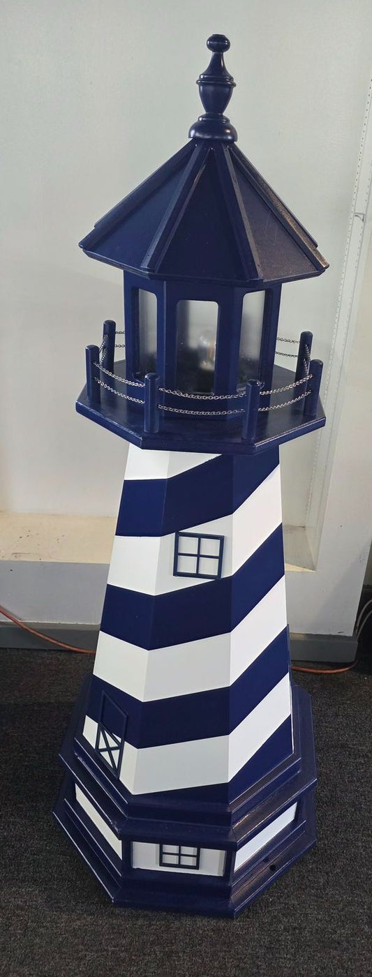 Outdoor Blue & White Solar Lighthouses Statue 56" PICK UP ONLY
