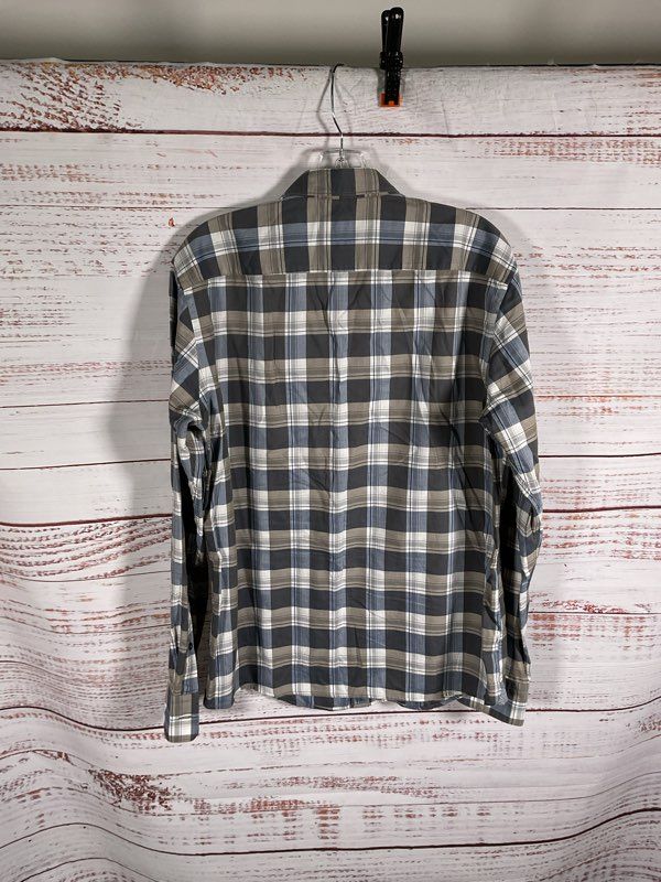 Hugo Boss Men's Long Sleeve Buttoned Plaid Shirt Blue & Grey Size L